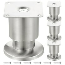 OFFIGAM 4Pcs Adjustable Furniture Legs Silver Stainless Steel Durable Cabinet Feet 8-9.5Cm
