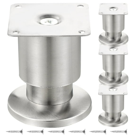 OFFIGAM 4Pcs Adjustable Furniture Legs Silver Stainless Steel Durable Cabinet Feet 8-9.5Cm