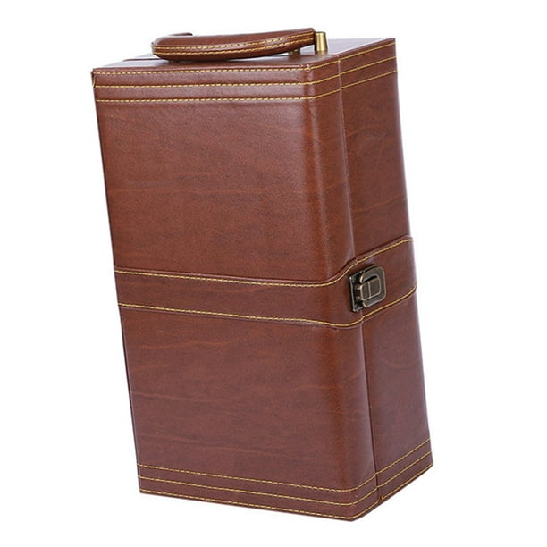 Estuche de transporte de caja de regalo de cuero de PU con tapa y asa Estuche de transporte vintage para Ranura doble