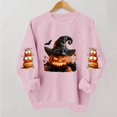 thumbnail image 2 of VKOYWKM Women's Halloween Print Crew Neck Sweatshirt Cute Spooky Graphic Sweatshirts Oversized Long Sleeve Sweatshirts Fall Pullover, 2 of 6