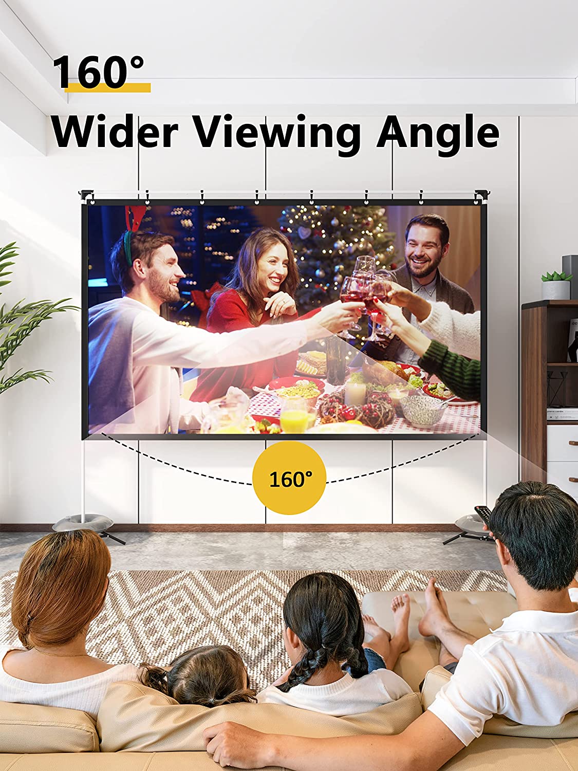 Portable Projector Screen with Stand, WEWATCH 120 inch Foldable Projection Screen 16:9, 4K HD Outdoor Movies Screen with Carry Bag for Indoor Home Theater Backyard Travel - image 5 of 6