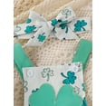 thumbnail image 4 of Bslissey Infant Baby Girls Ireland Festivals Straps Romper Shamrock Print Sleeveless Mesh Ruffles Bodysuit with Headband 3M 6M 9M 12M 18M Newborn Spring Summer Outfits, 4 of 8