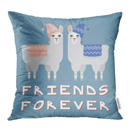 ARHOME Cute for The Friendship Day with Two Lamas Llama Animal Best BFF Buddy Cartoon Pillowcase Cushion Cases 16x16 (Best Cartoon Of The Day)