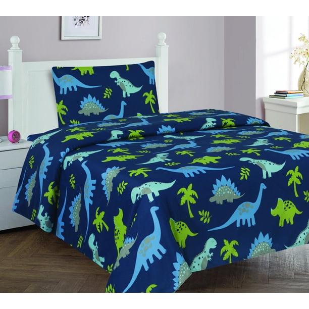 3pc Twin Sheet Set Dino Blue Bedding Super Soft Cozzy Flexible Charming Baby Kids Girl Boy Toddler Nursery Room Includes 1 Flat Fitted Pillow Case Com - Dinosaur Twin Bedding Girl 3pc Twin Sheet Set Dino Blue Bedding Super Soft Cozzy Flexible Charming Baby Kids Girl Boy Toddler Nursery Room Includes 1 Flat Fitted Pillow Case Com - Dinosaur Twin Bedding Girl