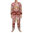 thumbnail image 3 of Lsque Pink Lotus Pattern Long Sleeve Pajama Set for Men - Soft 2-Piece Sleepwear and Loungewear Set with Pockets, Comfy Nightwear-Small, 3 of 7