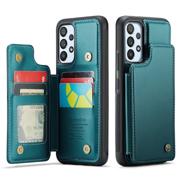 Funda para Samsung Galaxy A53 5G con tarjetero, funda tipo cartera para hombre y mujer con bloqueo RFID, funda de piel resistente con cierre magnético y función atril, a prueba de golpes