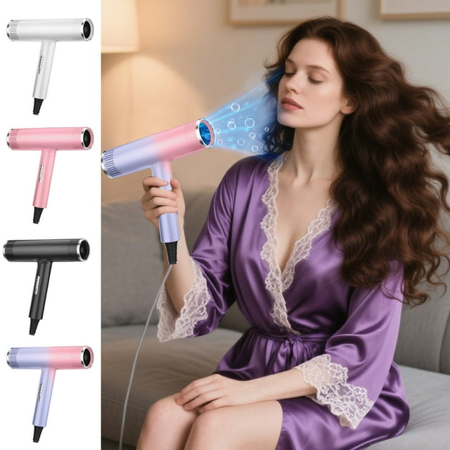 Fiudx Secador de Pelo de Alta Potencia, Tecnología Iónica de Baja Radiación, Secado y Peinado Rápidos, Diseño Ligero y Portátil, Peine de Aire Caliente para Todo Tipo de Cabello, Uso En Casa o Salón,