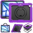 thumbnail image 2 of Case for iPad Air 13 inch/iPad Pro 12.9 inch (3rd/4th Gen), 360 Rotating Stand Handle Pencil Holder Shoulder Strap Heavy Duty Shockproof Cover, Purple, 2 of 7