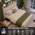 thumbnail image 4 of King Size Bed Frame with 50.8 in Tall Headboard, Platform Velvet Upholstered Bed Frame with 4 Storage Drawers, USB Charging Station, Led Lights, No Box Spring Needed, Easy Assembly, Beige, 4 of 7