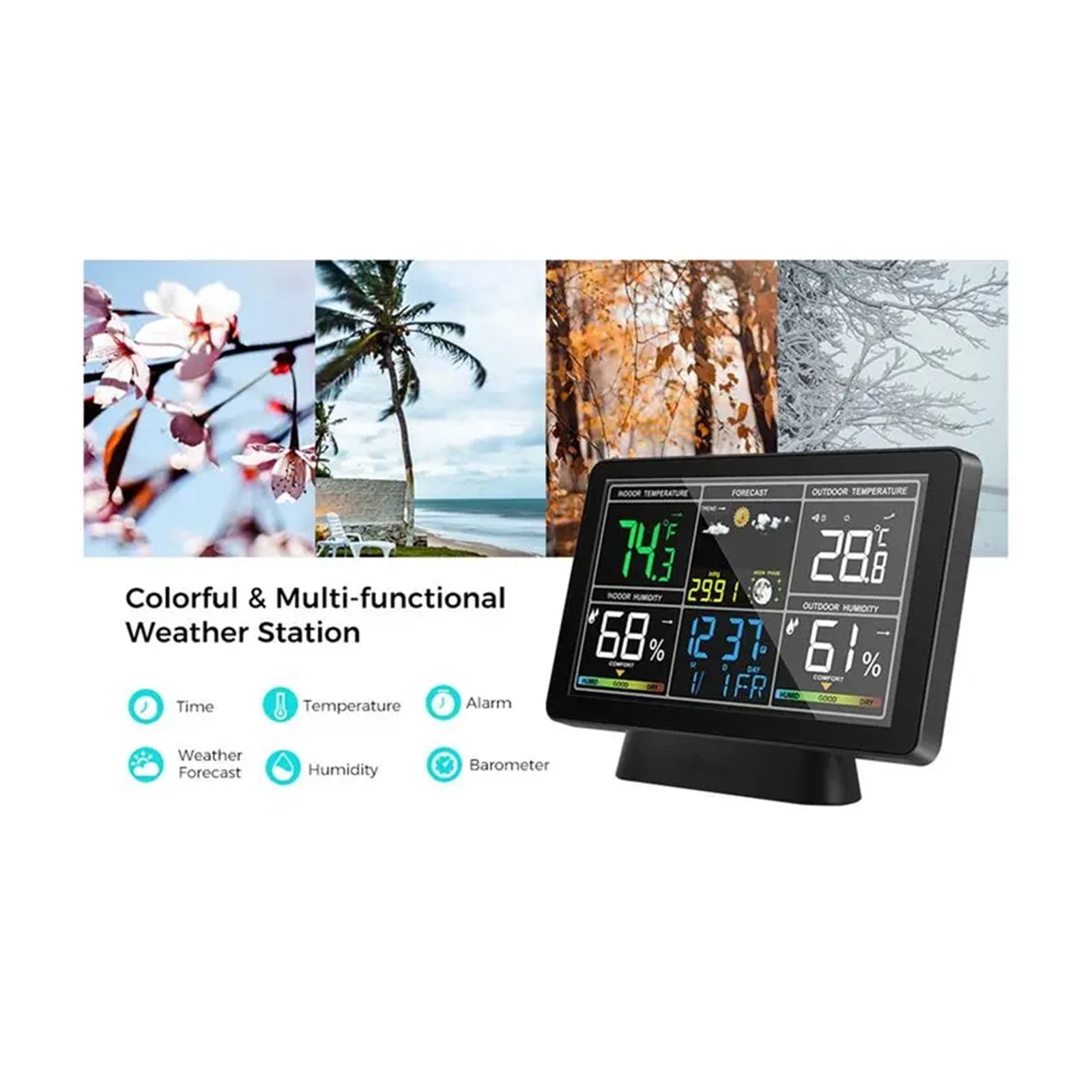 Wireless Weather Station, Long-lasting Digital Indoor Outdoor Thermometer Monitor