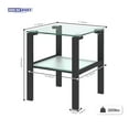 thumbnail image 6 of Glass End Tables, Small Glass Top End Table, Black Side Table, Square Shape, Tempered Glass Top, Metal Frame, for Living Room Bedroom (Black, End Table), 6 of 10