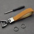 thumbnail image 1 of Leather Car Keychain, Universal Key Fob Holder, 360° Rotatable, Anti-lost D-ring, 2 Keys, 1 of 5