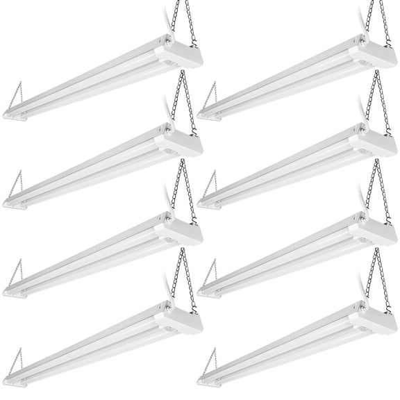 8 Pack Motion Sensor 4FT LED Utility Shop Light, 40W Plug in Linkable Light Fixtures, for Garage, Workshop, 4000lm, 5000K Daylight, Suspension & Flush Mount, FCC, ETL Certified