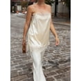 thumbnail image 3 of Women Silk Lace Trim Cami Tops Y2k Spaghetti Strap Lace Tank Tops Stain Slip Long Top Silky Slip Dress Side Lace Undershirt Going Out Camisole, 3 of 6