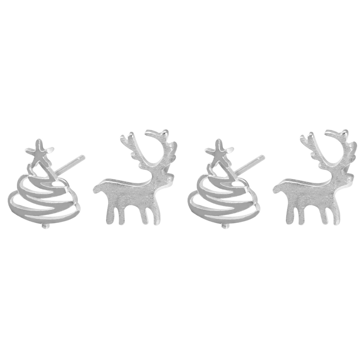 Frcolor Christmas Earrings Silver Studs Ear Party Favors Reindeer