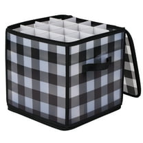 Organize It All Buffalo Plaid 64-Count Ornament Organizer in Black and White