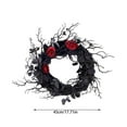 Black Wreath With Branches And Synthetic Flowers Beautiful Decorative black-wreath-with-branches-and-synthetic-flowers-beautiful-decorative