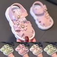 thumbnail image 4 of Xfvqtps Baby Infant Toddler Girls Squeaky Sandals Butterfly Flower Close Toe Hollow out Press Buckle Soft Sole Non Slip Washable Lightweight Summer PVC Newborn First Walker Crib Green, 4 of 6