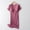 Watermelon Red, variant on Maternity Breastfeeding Dress Pregnant Solid Color V-Neck Short Sleeve Nursing Dresses Pregnant Woman Postpartum Sleepwear With Chest Pad Dress