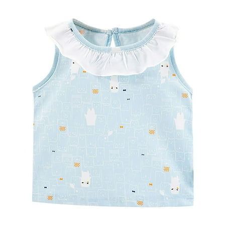 

Toddler Girls T-Shirts Kids Vests Sleeveless Undershirt Soft Camisole Cotton Tank Tops Summer Breathable For 3-4 Years