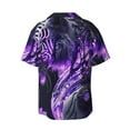 thumbnail image 6 of Lsque Purple Pattern White Tiger print Men's Cuban Collar Short Sleeve Shirt Summer Beachwear Casual Button Down Fashionable Vacation Leisure Shirt-Small, 6 of 7