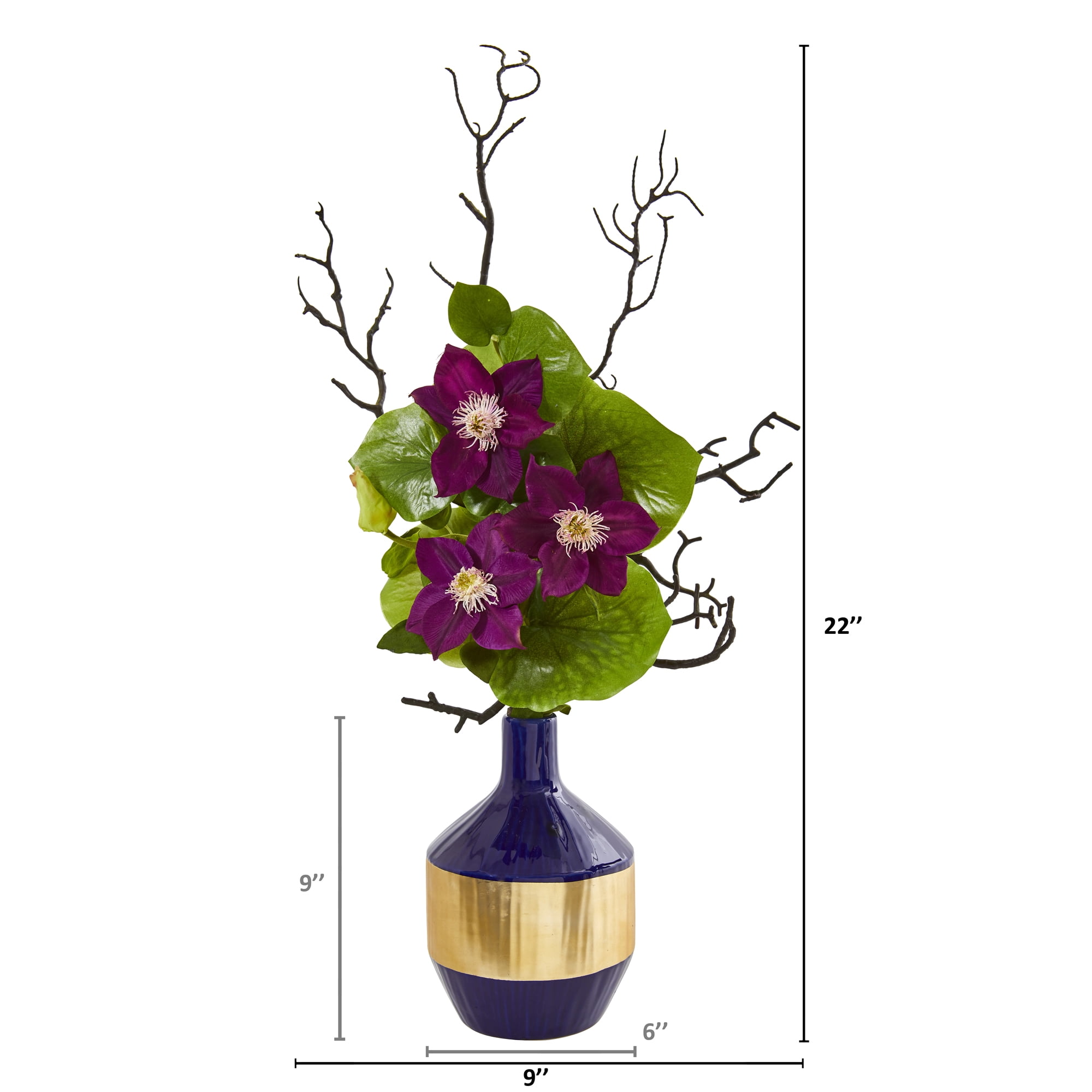 Nearly Natural 22” Anemone and Lotus Leaf Artificial Arrangement in Vase