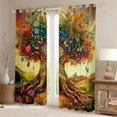 thumbnail image 2 of Homewish Colorful Nature Tree Blackout Curtains,Romantic Butterflies Floral Curtains Pack of 2 (42x84 Each),Yellow Green, 2 of 6