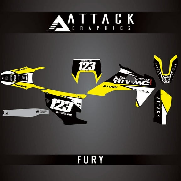 Attack Graphics Custom Fury Complete Bike Graphics Kit for Husqvarna TE 250 (Fuel Injected) 2023