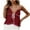 Wine, variant on WREESH Women Trendy Halter Neck Contrast Tie Front Crinkle Ruffle Cami Tank Top Summer Going Out