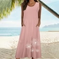 thumbnail image 4 of Lmnyox Women's Casual Sleeveless Maxi Dress Loose Crew Neck Long Dress Print Beach Sundress with Pocket, 4 of 7