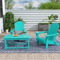 thumbnail image 3 of Polytrends  Laguna Hdpe All Weather Outdoor Patio Foldable Adirondack Chairs Conversation Set (3-Piece Set) Turquoise, 3 of 5