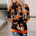 thumbnail image 2 of Chandail en Molleton Chat Citrouille Pull Col Rond Halloween pour Femmes Manches Longues Décontracté Ample, 2 of 4
