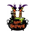 thumbnail image 7 of PLPPYFS Vintage Happy Halloween Decorations Sign, Pumpkins Ghost Wood Wreath for Front Door Porch Window Wall Hanging Decor, Black Orange Spooky Decoration for Party Home, 7 of 7
