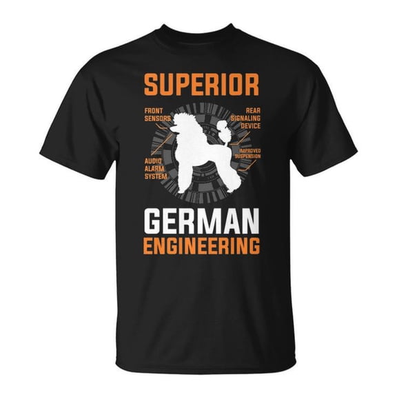 Poodle Lover Tee – Unisex Adult Cotton T-Shirt with Superior German Engineering Graphic, Casual Shirt for Dog Lovers and Poodle Enthusiasts, Size S, Color Black