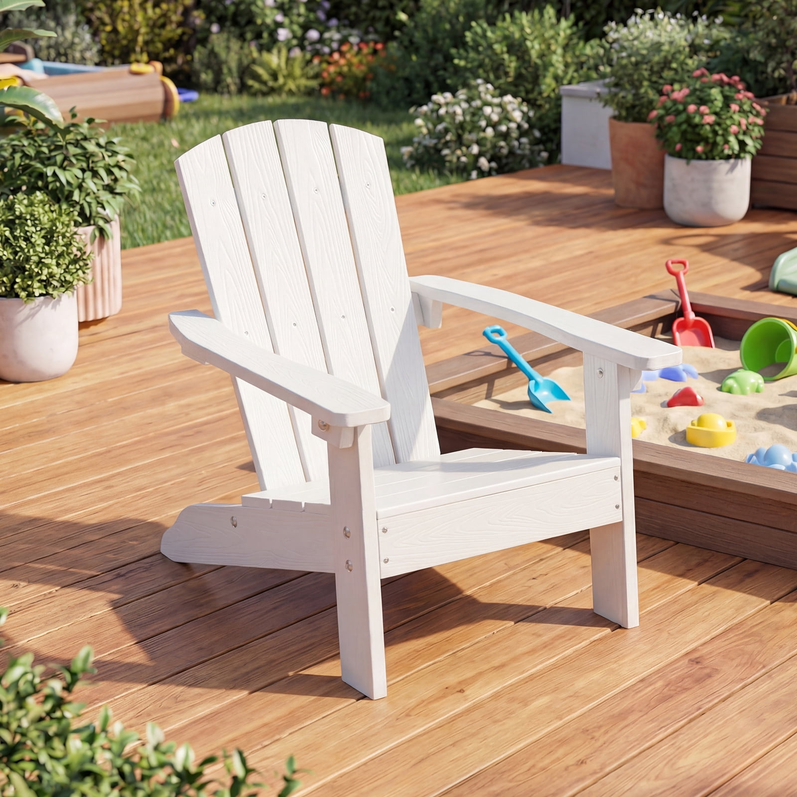 Gymax 4PCS Kid's Adirondack Chair All-Weather HIPS Toddler Lawn Chair w/ Ergonomic Design White