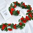 thumbnail image 4 of 5 Pack Flower Garland Artificial Fake Rose Garland Vine Artificial Flowers for Decoration Floral Garland Decor-Total 41 Ft (Red), 4 of 5
