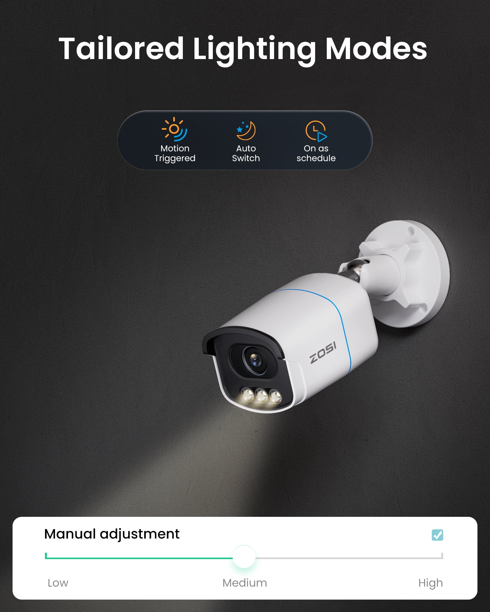 ZOSI 8MP 16CH PoE Security Camera System with 4TB HDD, 8pcs 4K C186 Aurora Lux True Full Color Night Vision Outdoor PoE Wired Camera, Person/Vehicle Alerts, Light & Siren, Two-Way Audio Enabled