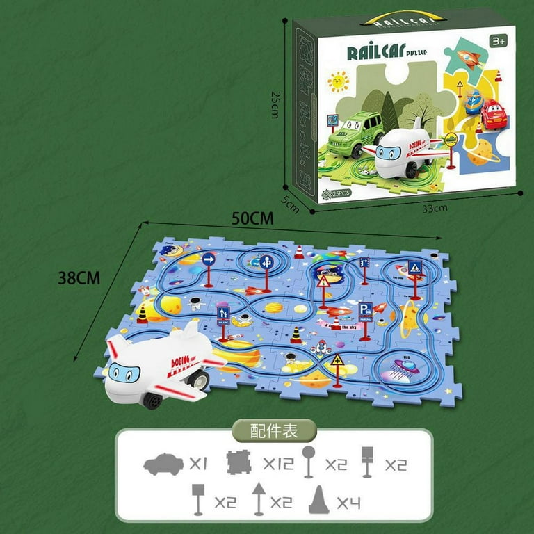 Puzzle Track Car Play Set, Battery-Operated Toy Vehicle