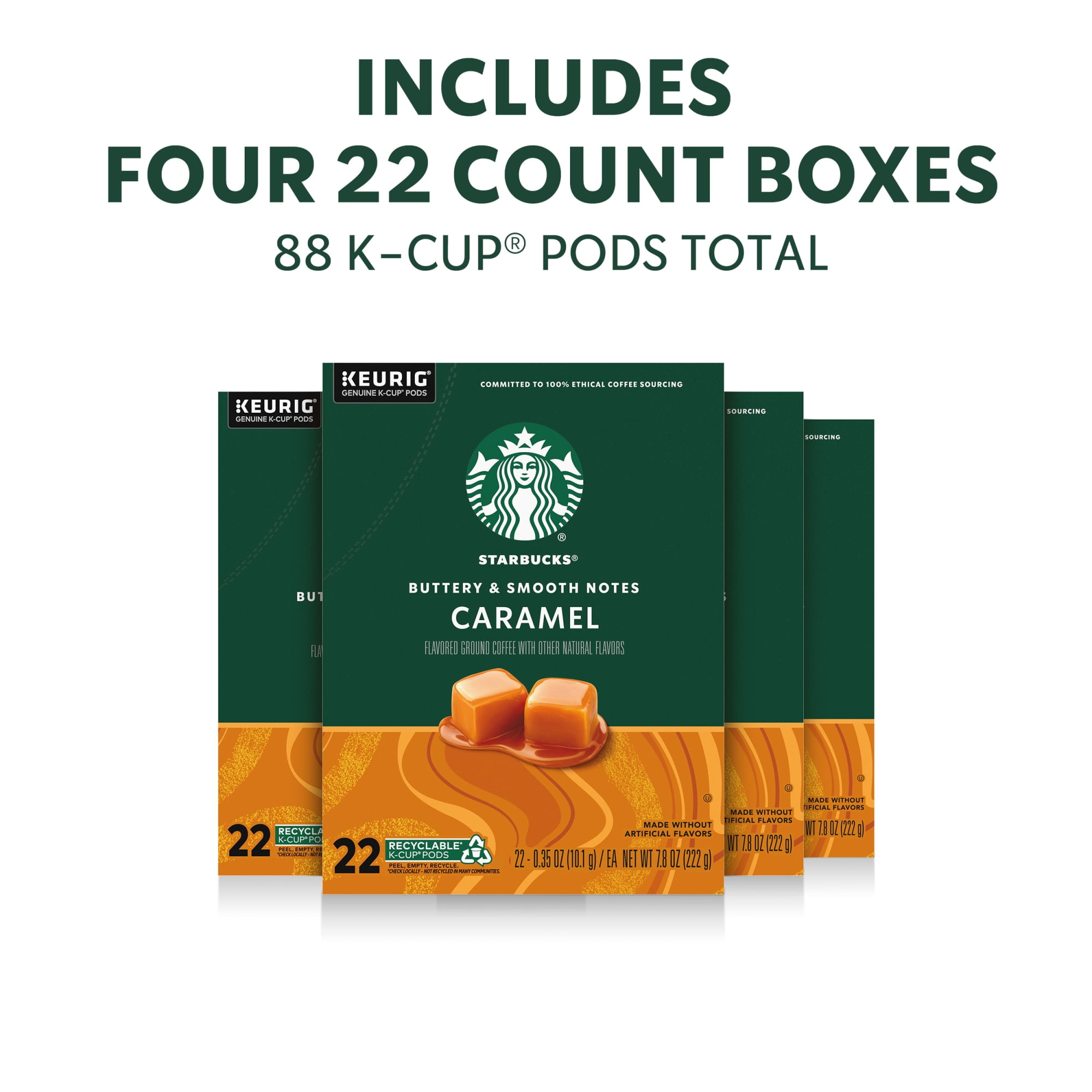 (4 pack) Starbucks Caramel, Hot or Iced Coffee, Flavored K-Cup Coffee Pods, 22 Count​