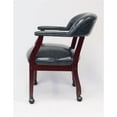 thumbnail image 4 of Scranton & Co Traditional Captains Chair in Blue Vinyl with Mahogany Finish, 4 of 7