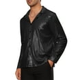 thumbnail image 4 of INSPIRE CHIC 70s Disco Shirts for Men's Long Sleeves Button Down Party Costume Metallic Shirt 2XL Black, 4 of 5