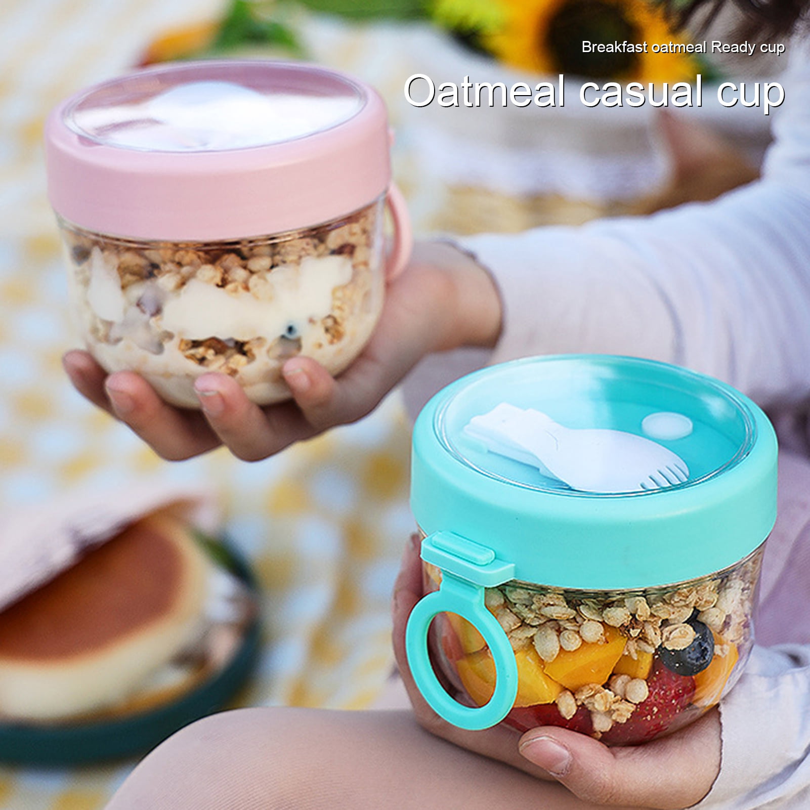 3PCS Overnight Oat Container With Lids &Spoons Portable Yogurt
