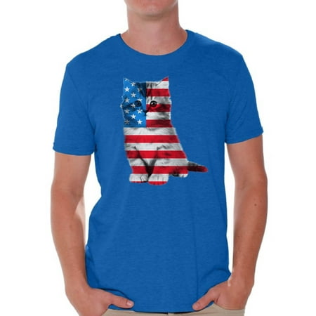 Awkward Styles Cat Shirts Mens USA Flag Patriotic Graphic Tshirt Tops 4th of July Gifts Cute Kitten American Flag T Shirt for Men Independence Day Stars and Stripes Shirts Cat Lover (Best Mens Winter Coats 2019)