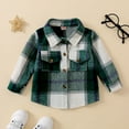 thumbnail image 2 of Generic 2024 New Kids Coat Work Toddler Boys Girls Shirt Coats Jacket Plaid Long Sleeve Turn Down Collar Button Tops Outwear for Fashion Casual Breathable Clothing (2-3 Years,Green), 2 of 6