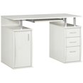 thumbnail image 1 of HOMCOM Bureau d'Ordinateur de 47 Pouces avec Plateau pour Clavier et Tiroirs de Rangement Blanc, 1 of 10