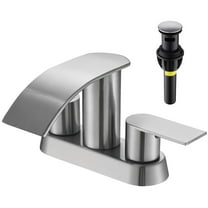 kede Waterfall Bathroom Faucet Lavatory 2 Handle 3 Hole 4 Inch Bathroom Sink Faucet Washbasin Faucet with Deck and Pop-up Drain Brushed Nickel Centerset Bathroom Faucet