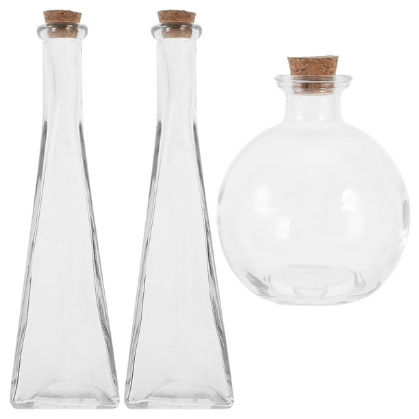 Juego de 3 botellas de arena para ceremonia conmemorativa de boda, transparentes, de vidrio, con tapa, para manualidades de origami, decorativas, vacías