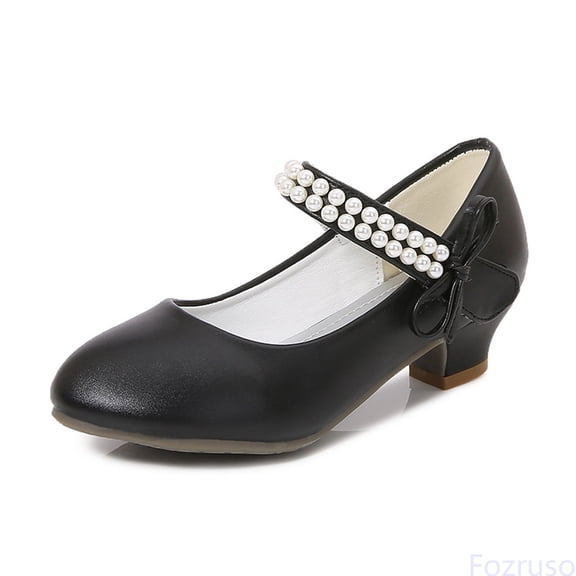 Fozruso Girls Dress Shoes Girls High Heel Sparkly Flower Girl Shoes Closed Toe Ankle Strap Girl For Kids Formal Wedding Party Birthday,Sizes 10.5 Little Kid 4-4.5 Years(Black)