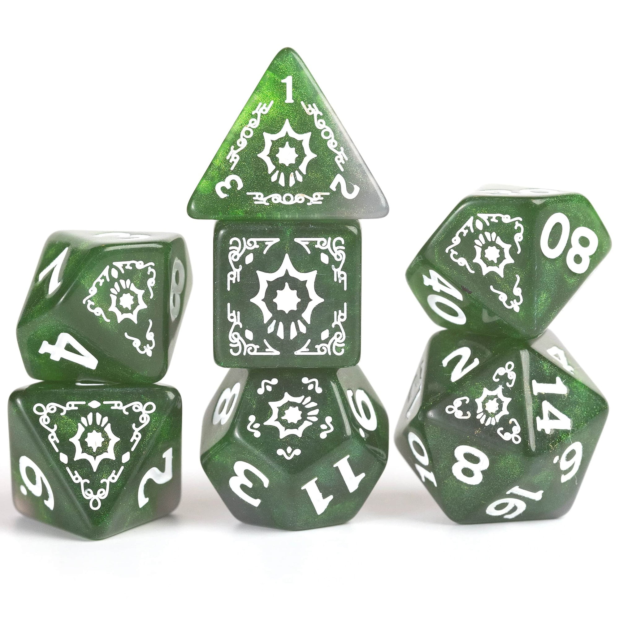 Dungeons & Dragons: D&D Adventure Dice: Cleric - Green - 15pc RPG Die Set, Class Symbols, Roleplaying Game Accessory, Sirius Dice, Officially Licensed