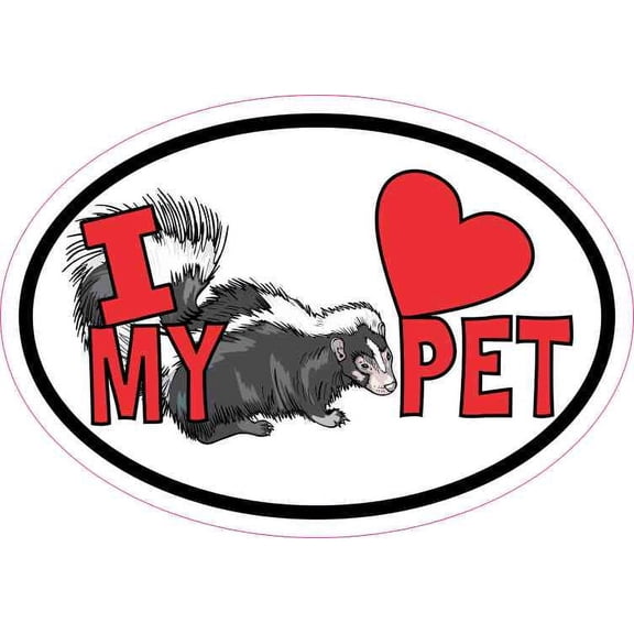 5in x 3.5in Skunk Oval I Love My Pet Sticker